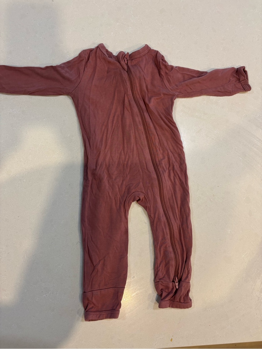 Kyte BABY Long Sleeve Zip One-Piece in Dusty Rose